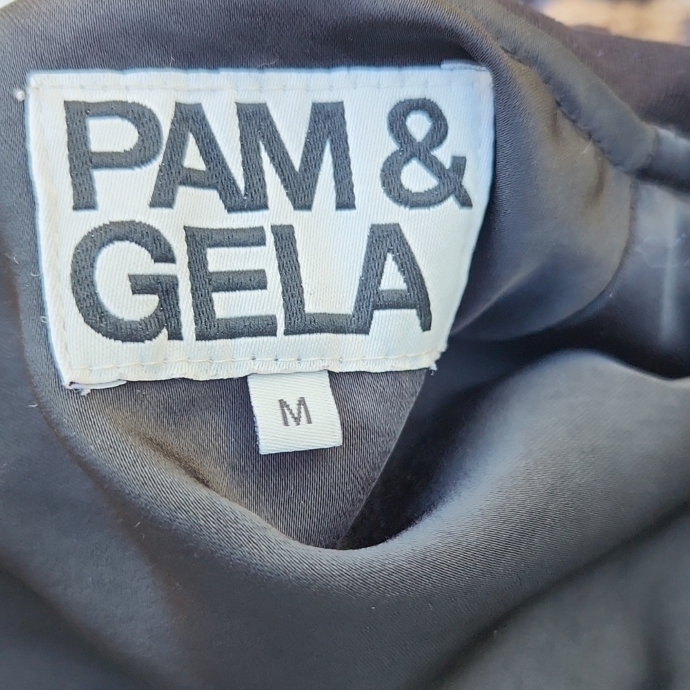 Pam & Gela Track Jacket Black Leopard Stripe Full Zip M - Picture 6 of 10